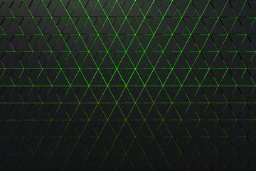 Abstract background of polygonal shape with green lines