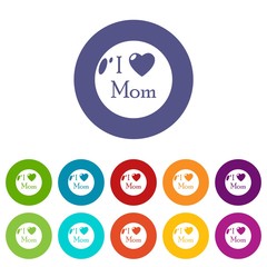 Love mother icons color set vector for any web design on white background