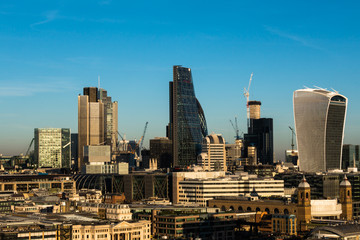 Fototapeta na wymiar City of London skyscrapers office buildings skyline in afternoon sun