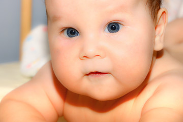 three month cute infant closeup