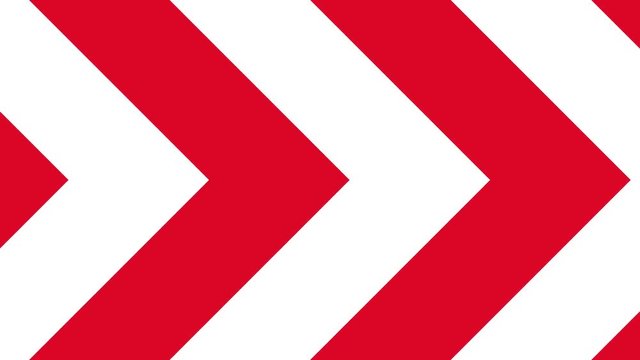 Alternative red and white arrows show direction to the right - warning lines looping animation