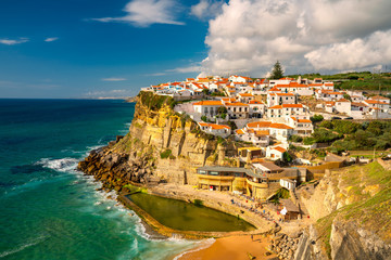 The beautiful seaside town Azenhas do Mar, Portugal, in afternoon light