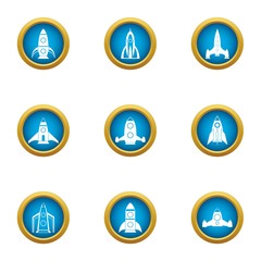 Initiate of missile icons set. Flat set of 9 initiate of missile vector icons for web isolated on white background