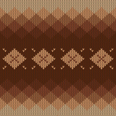 Geometric abstract knitted pattern. Autumn seamless pattern. Design for sweater, scarf, comforter or clothes texture.