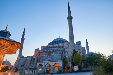 The Hagia Sophia in Istanbul during sunset