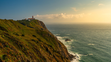 Fototapeta na wymiar Cabo da Roca, the cape forms the westernmost point of mainland Portugal and continental Europe