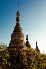 Buddha temple in the sunset dawn