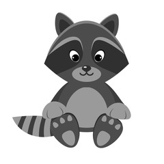 Cute racoon cartoon isolated on white background. vector illustration