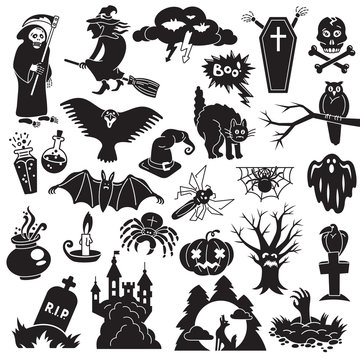 Halloween icon set. Simple set of Halloween vector icons for web design on white background