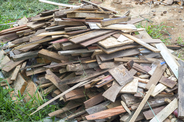 Pile of old wood chips , scrap wood - for Background
