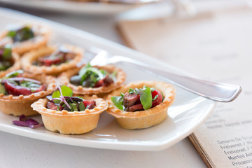 A selection of freshly prepared snacks for eating.