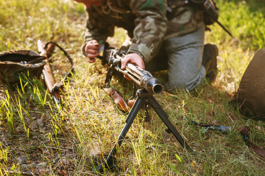 German Wehrmacht Infantry Soldier Machine-gunner In World War II