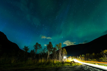 Obraz na płótnie Canvas The polar lights in Norway. TromsoюErsfjord