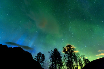 The polar lights in Norway. TromsoюErsfjord