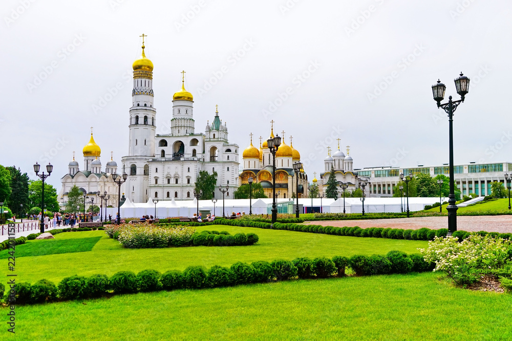 Canvas Prints View of Ivan the Great Bell Tower from the garden at Kremlin in Moscow in summer.