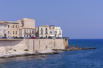 View of Ortygia Island from the sea side, Siracusa, Sicily