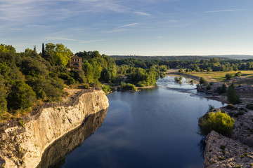 Fototapeta na wymiar The Gardon River near Pont du Gard, France