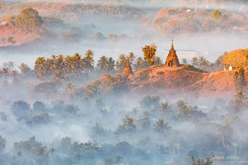 Buddha temple in the sunset dawn