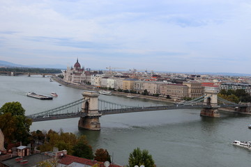Fototapeta na wymiar Budapest from above, Chain bridge