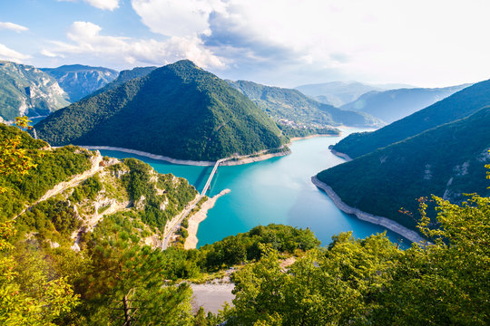 Mountain lake bridge