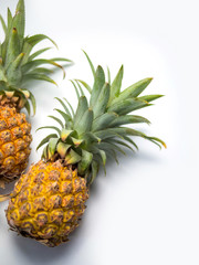 Fototapeta premium Pineapple isolated on white background, Summer concept. Flat lay, top view