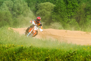 Motocross rider in the action