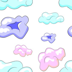 Seamless pattern with hand drawn clouds