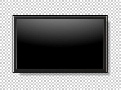 Realistic TV screen. Modern stylish lcd panel, led type. Vector illustration