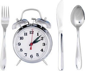 Alarm Clock And Utensils - Isolated