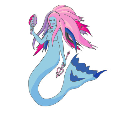 Mermaid in cartoon style.