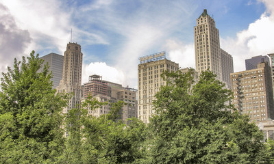 Chicago buildings and skyline in summer season