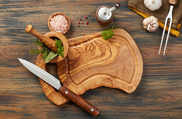Cooking ingredients and cutting board