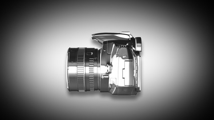 Digital camera from metal isolated on a white. 3D Render