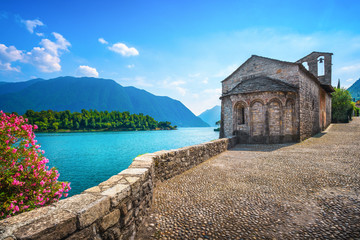 Fototapeta na wymiar San Giacomo church Ossuccio Tremezzina, Como Lake district. Italy.