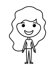 cartoon woman happy kawaii character