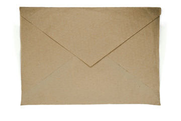 Very old beige envelope isolated on white background