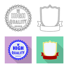 Vector design of emblem and badge icon. Set of emblem and sticker stock vector illustration.