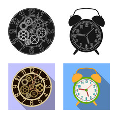 Isolated object of clock and time symbol. Collection of clock and circle stock symbol for web.