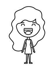 cartoon woman happy kawaii character