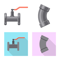 Vector illustration of pipe and tube sign. Set of pipe and pipeline vector icon for stock.