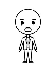cartoon sad emoticon with body kawaii character