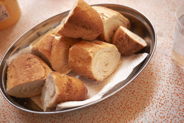 Bread basket in a restaurant