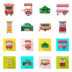 Isolated object of market and exterior sign. Collection of market and food stock vector illustration.