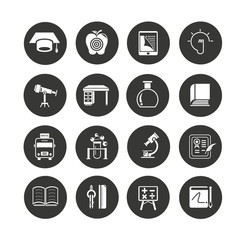 education icon set in circle buttons
