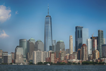 Fototapeta na wymiar New York City Manhattan aerial view from Liberty island