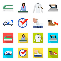 Vector design of laundry and clean symbol. Collection of laundry and clothes vector icon for stock.