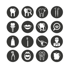 dental icon set in circle buttons