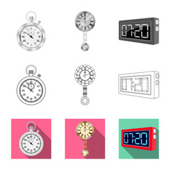 Fototapeta na wymiar Vector illustration of clock and time logo. Set of clock and circle stock vector illustration.