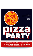 Vector Illustration of Pizza. Pizza Party Flyer Invitation Template Design