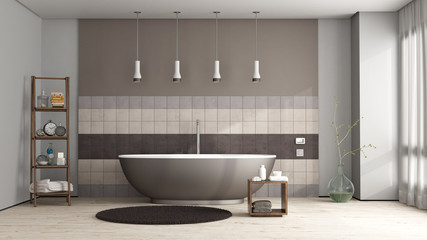 Brown bathtub in a elegant bathroom